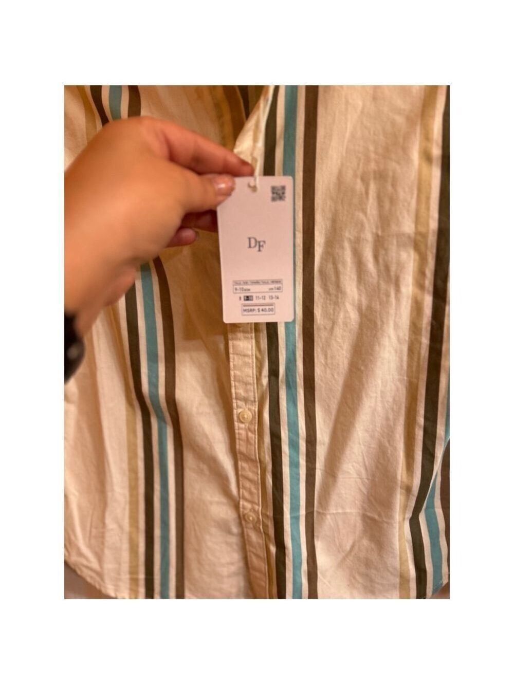 2 shirt bundle-Size 9/10 Beige and Striped , beige and brown button down